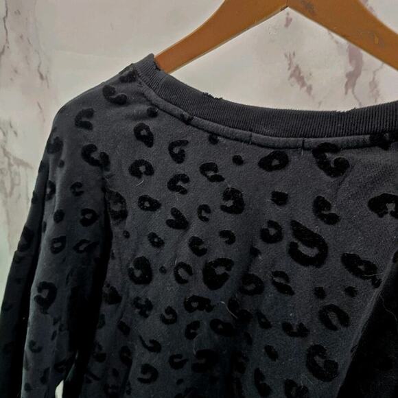 Rails Sweatshirt Women Large Black Leopard Cheetah Velvet Pullover Marlo Flocked - Picture 6 of 12